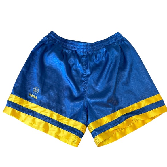 Vintage Xara Athletic Soccer Shorts Mens Large Blue Yellow Stripes Retro  RARE - Picture 1 of 8